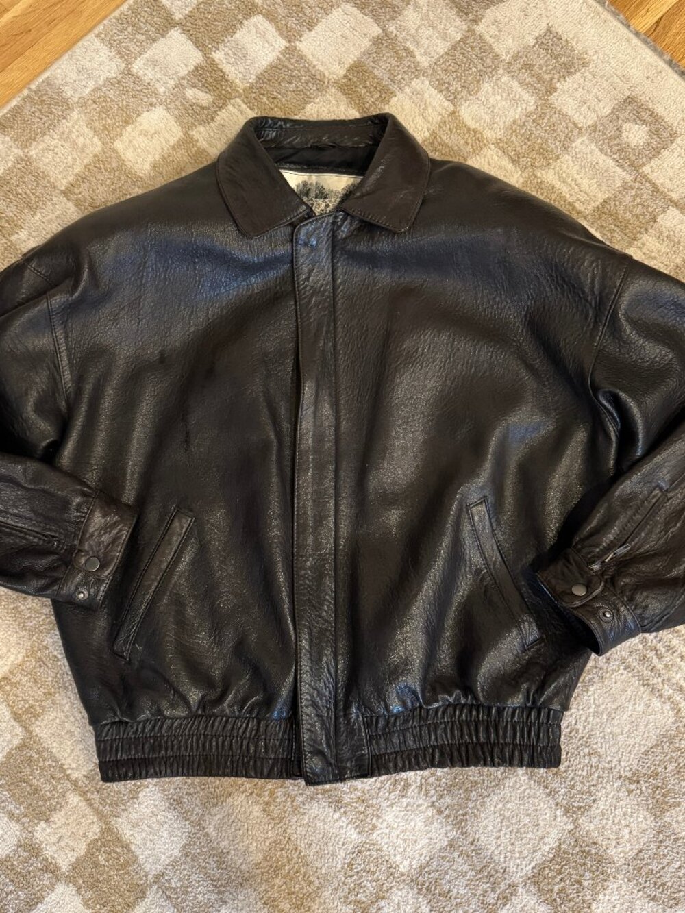 Vintage Luis Alvear Leather Bomber Jacket – 100% Leather